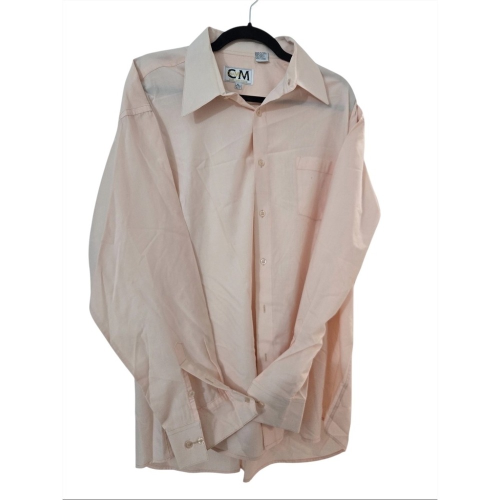 Club Milano Men's XL Peach Dress Shirt Long‎ Sleeve Single Needle Tailored...